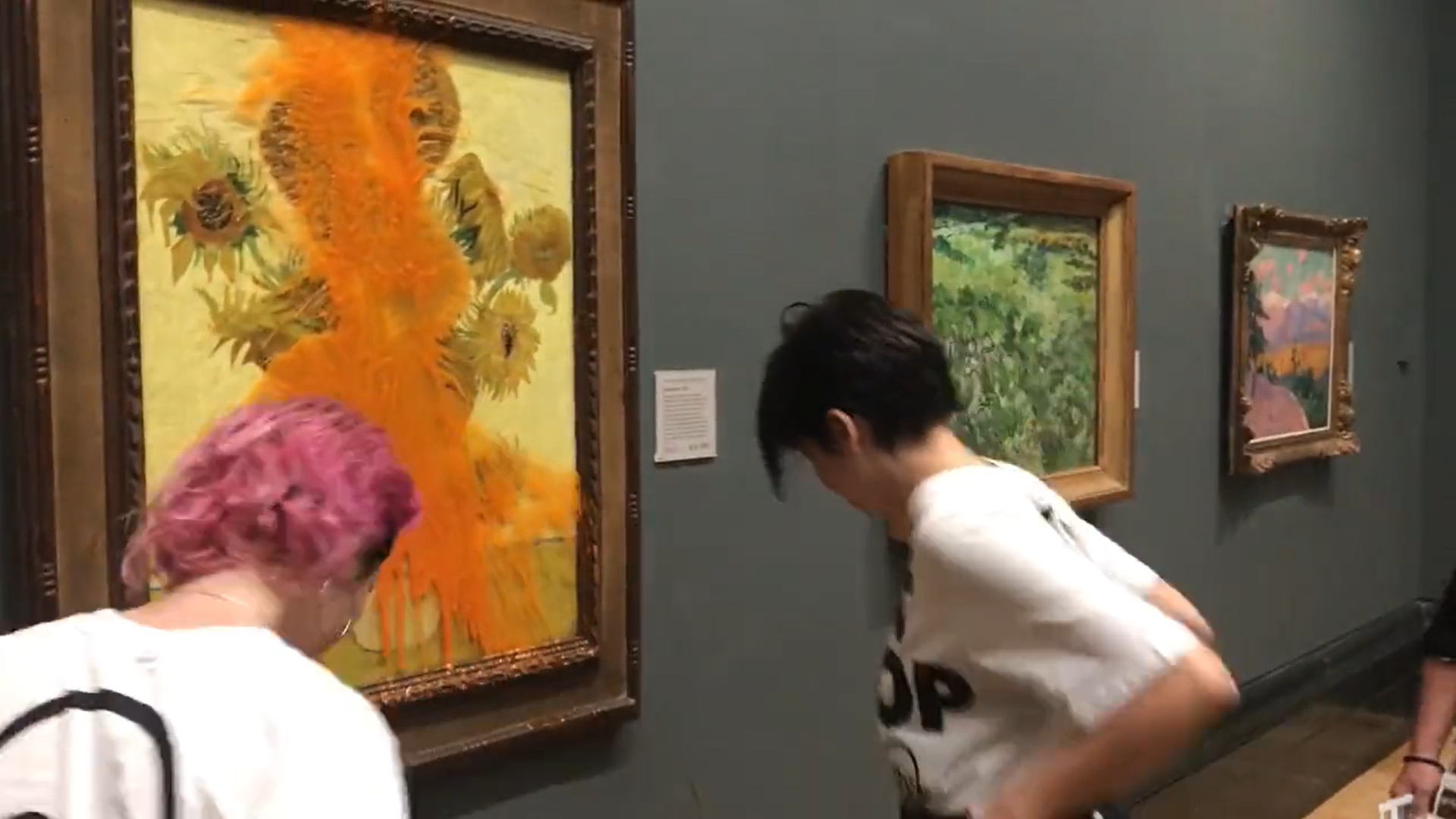 Ακτιβίστριες βανδάλισαν τον πίνακα «Ηλιοτρόπια» του Βαν Γκογκ -Έριξαν τοματόσουπα (VIDEO)