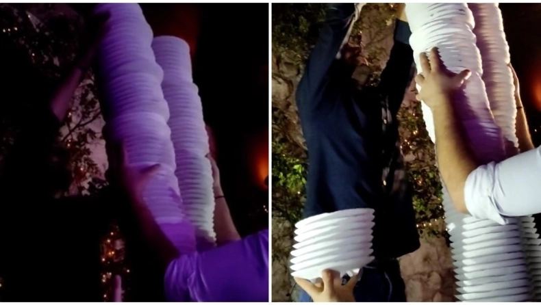 Επικό σκηνικό σε μπουζούκια: Εφτιαξαν πύργους 2 μέτρων με πιάτα και τα έσπασαν σε ένα τραγούδι! (VIDEO)