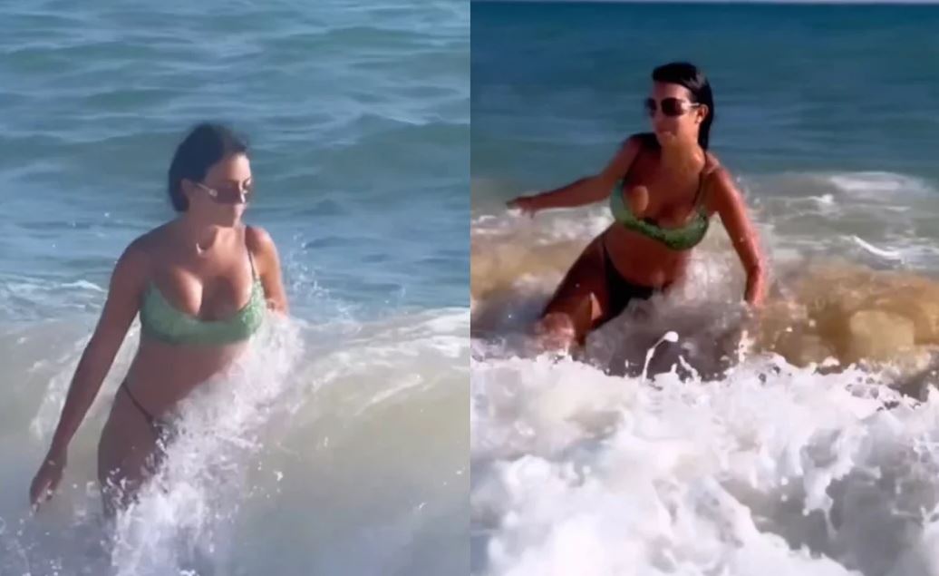Τζορτζίνα Ροντρίγκεζ: Η viral τούμπα της στη θάλασσα - Το κύμα τής κατέστρεψε τις σέξι πόζες! (VIDEO)