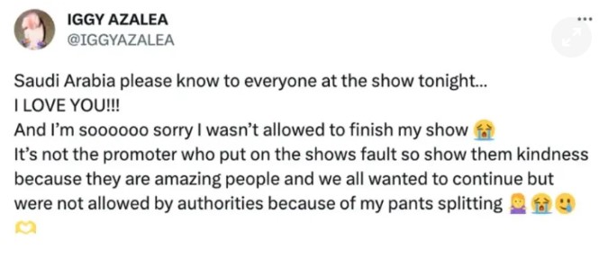 Iggy Azalea: Σάλος στη Σαουδική Αραβία - Ανέβηκε στη σκηνή, σκίστηκε το παντελόνι της και διέκοψαν το show!