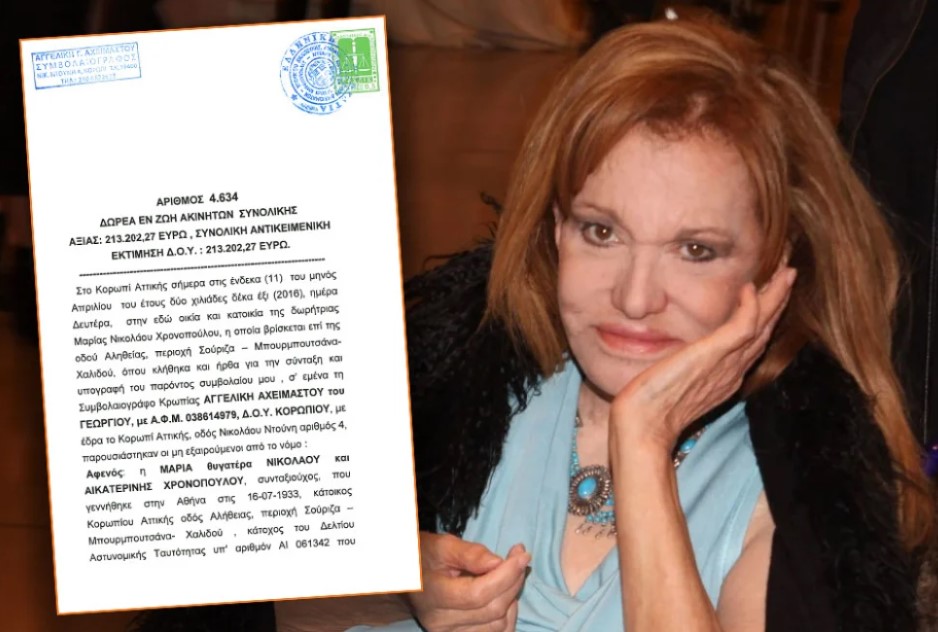 Μαίρη Χρονοπούλου: «Μύλος» με την κληρονομιά της - Πώς ανατρέπεται η διαθήκη της